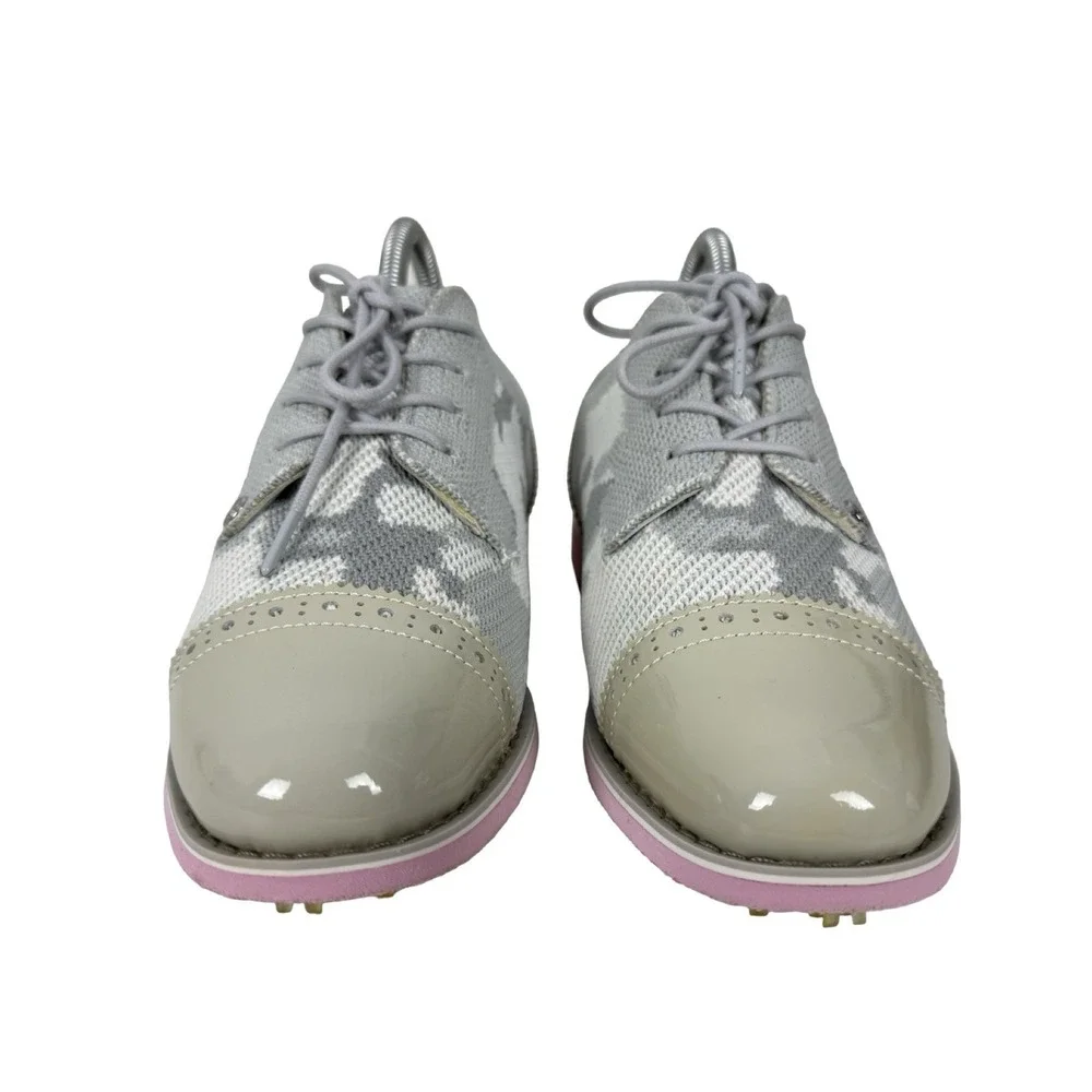 G/FORE Ghost Cap Toe Gallivanter Golf Shoes Gray Pink Oxford Camo Womens US 7.5